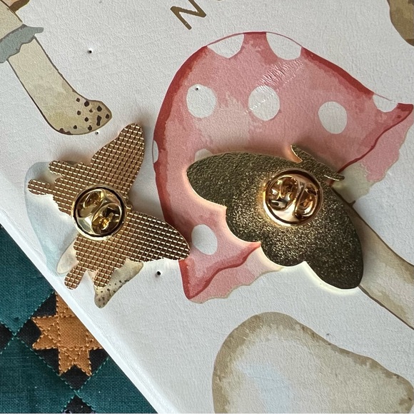 Gleam & Gild Colorful Butterfly and Moth Whimsical Cottagecore Enamel Brooch Set - Picture 3 of 3